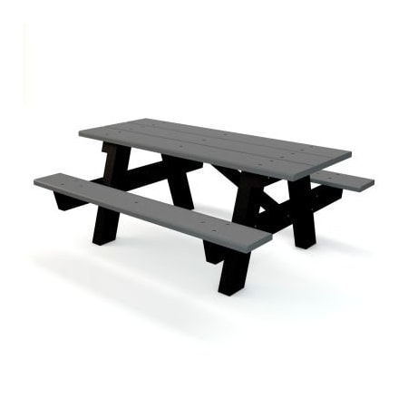 Jayhawk Plastics Global Industrial 6 A Frame Rectangular Picnic Table Recycled Plastic Gray PB APIC6GRAGL